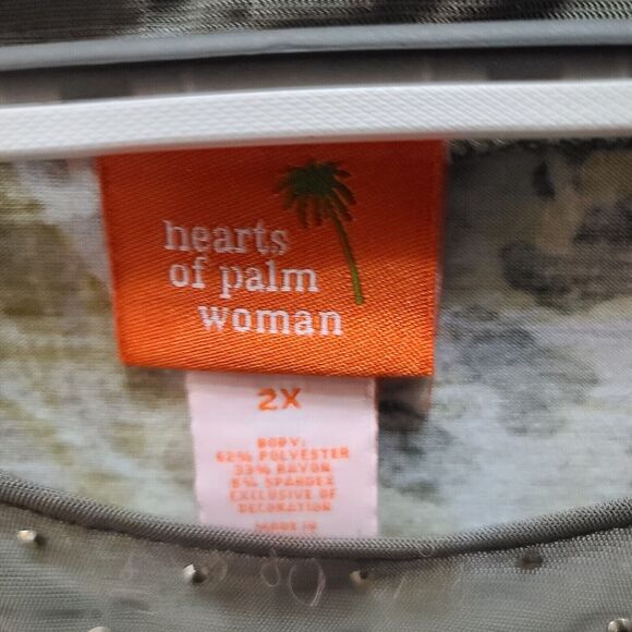 Hearts Of Palm Womens Blouse Multi-Color Size 2X Polyester Blend Stretch - Picture 6 of 12